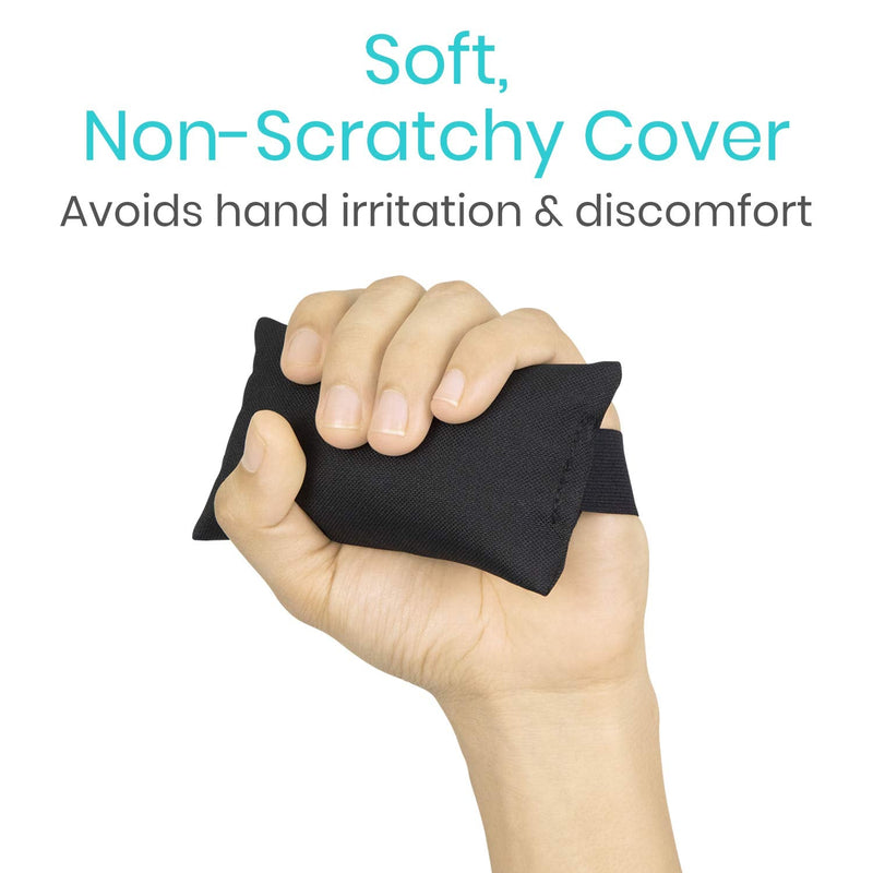 Vive Palm Grip Protector (3 Pack) - Hand and Finger Contracture Cushions - for Arthritis, Skin Breakdown, Exercise Strength - Comfortable Elastic Band Sized for Men and Women - Stroke Patient Rehab Black