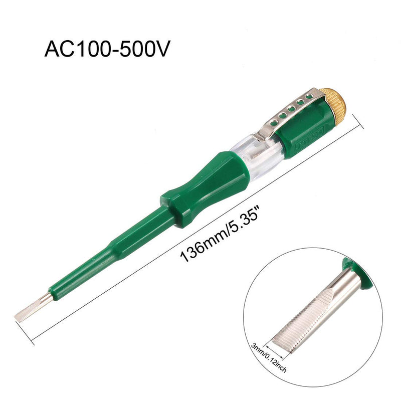 uxcell Tester Screwdriver, Voltage Tester Pen Light Circuit Tester Electric Test Pen Screwdriver 3mm Slot AC100-500V 2pcs