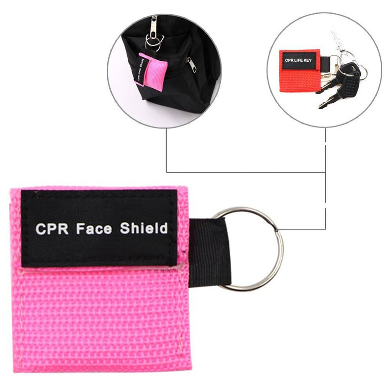 Pack of 5pcs CPR Face Shield Mask Keychain Ring Emergency Kit CPR Face Shields for First Aid or CPR Training (Black-5) Black-5