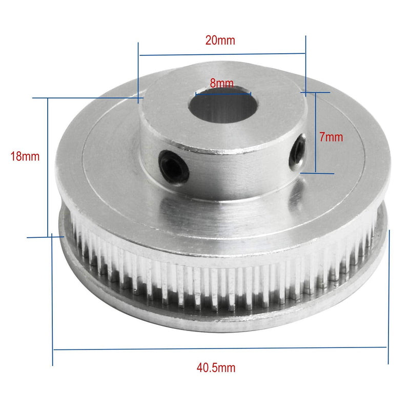 RuiLing 1PC Aluminum Alloy GT2 Timing Pulley Bore 8mm Teeth 60 for 6mm Width 3D Printer GT2 Timing Belt 1 60 tooth