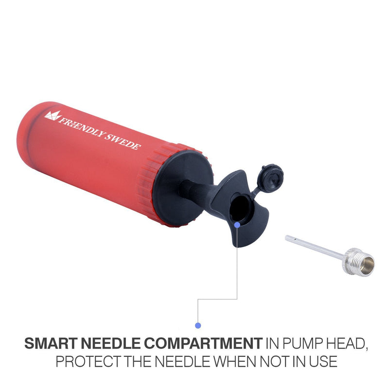 The Friendly Swede Sports Ball Pump, Needles and Nozzles Included - Multipack Blue + Green + Red