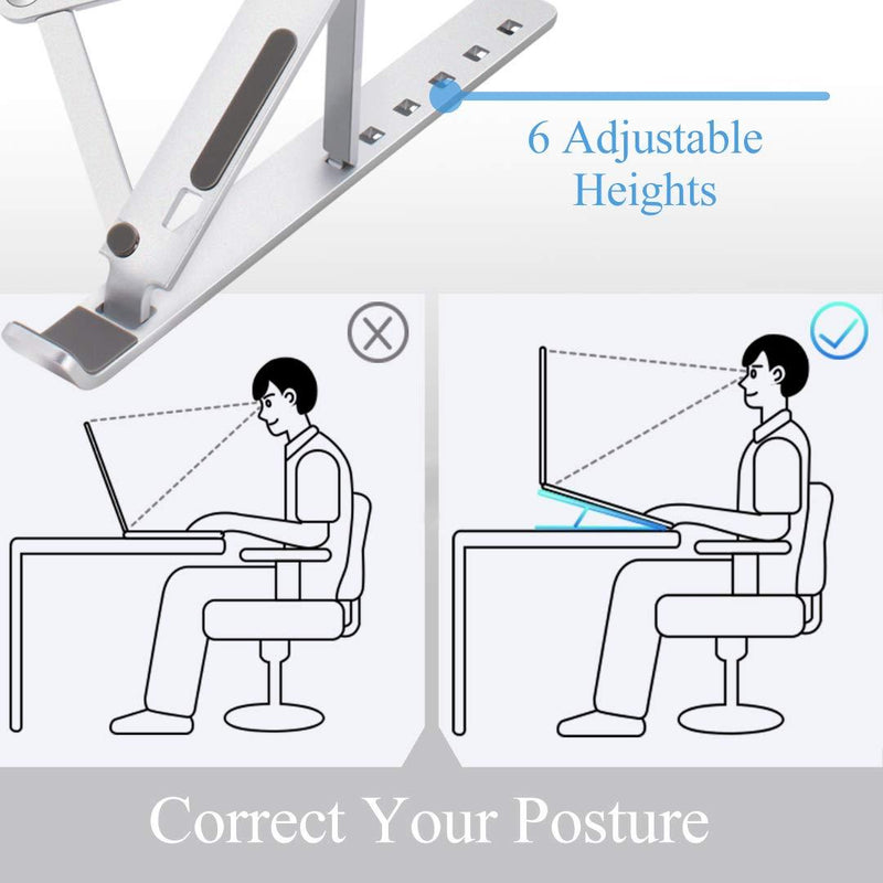 FLAGTOP Adjustable Laptop Stand for Desk, Ergonomic Portable Aluminum Laptop Desk Stand, Non-Slip, Stable, Foldable Laptop Riser, Compatible with MacBook Pro/Air and More Notebooks Small