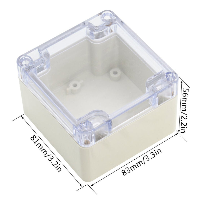 LeMotech ABS Plastic Junction Box Dustproof Waterproof IP65 Electrical Enclosure Box Universal Project Enclosure Grey with PC Transparent Clear Cover 3.3 x 3.2 x 2.2 inch (83 x 81 x 56 mm) 3.3"x3.2"x2.2"