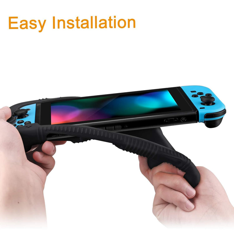 FINTIE Silicone Case Compatible with Nintendo Switch - Soft [Anti-Slip] [Shock Proof] Protective Cover with Ergonomic Grip Design, Drop Protection Grip Case (Black) Black