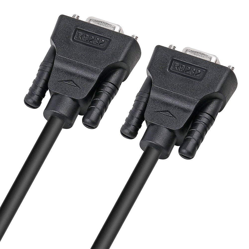 DTECH DB9 RS232 Serial Cable Female to Female Null Modem Cord Cross TX RX line for Data Communication (10 Feet, Black) 10ft