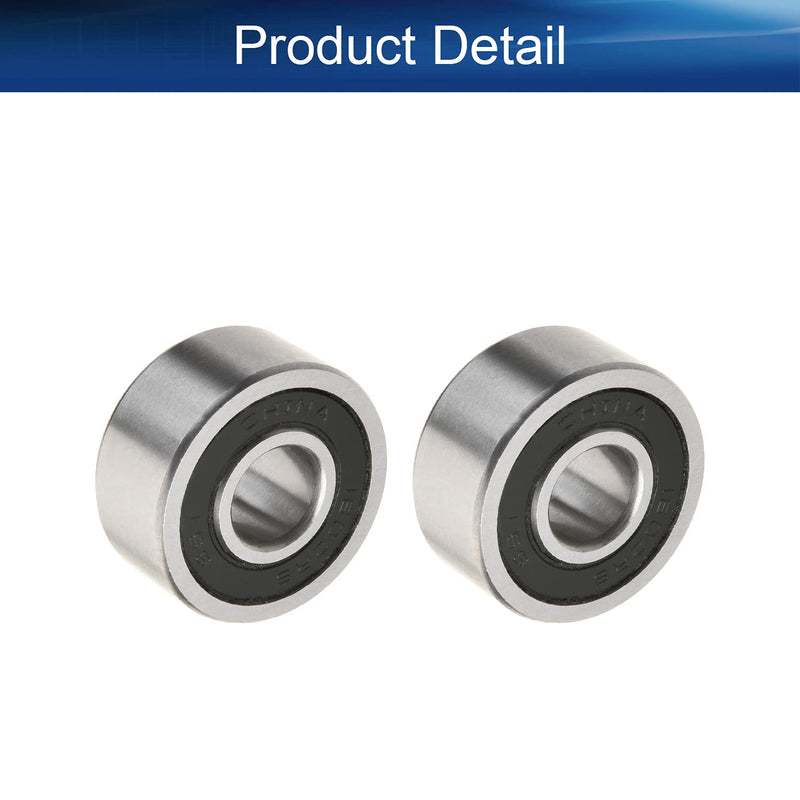 Bettomshin 2Pcs 1602-2RS Deep Groove Ball Bearing 6.35x17.46x7.94mm Double Sealed GCr15 P0 Deep Groove Rolling Bearings