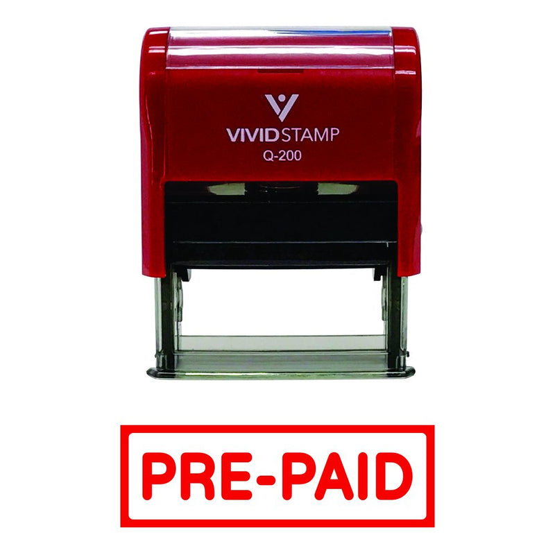 PRE-Paid Self-Inking Office Rubber Stamp (Red) - Medium 9/16" x 1-1/2" Medium Red