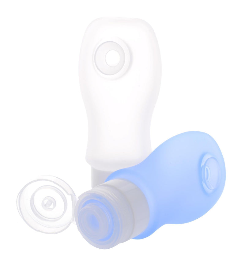 3-Pack (Blue, Clear) Best Travel Bottles 3 oz Set with Bag - Shampoo Travel Containers