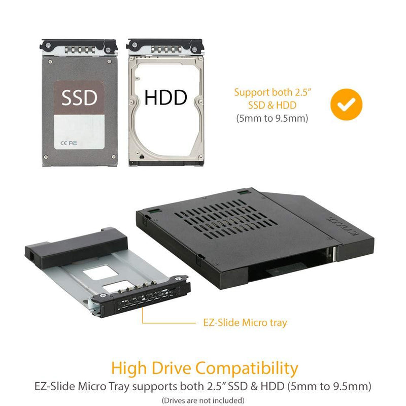 ICY DOCK Universal 12.7mm Ultra Slim CD/DVD-ROM Optical Bay 2nd HDD SSD Laptop to SATA 2.5" SSD/HDD Hot-Swap Hard Drive Caddy Adapter Tray Enclosures - ToughArmor MB411SPO-1B