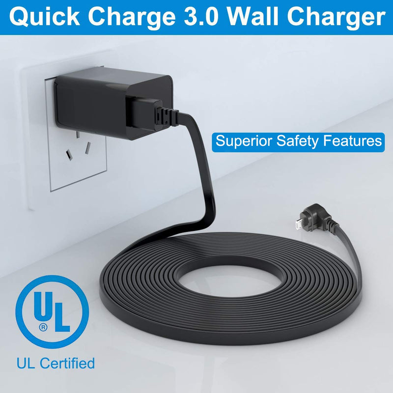 Itramax 30 FT Blink XT XT2 Charger Cable with Wall Adapter (2 Pack),Charger Brick and 90 Degree Right Angled Micro USB End Charging Cord,Outdoor Waterproof Power Supply for Blink XT/Blink XT2 Camera Black