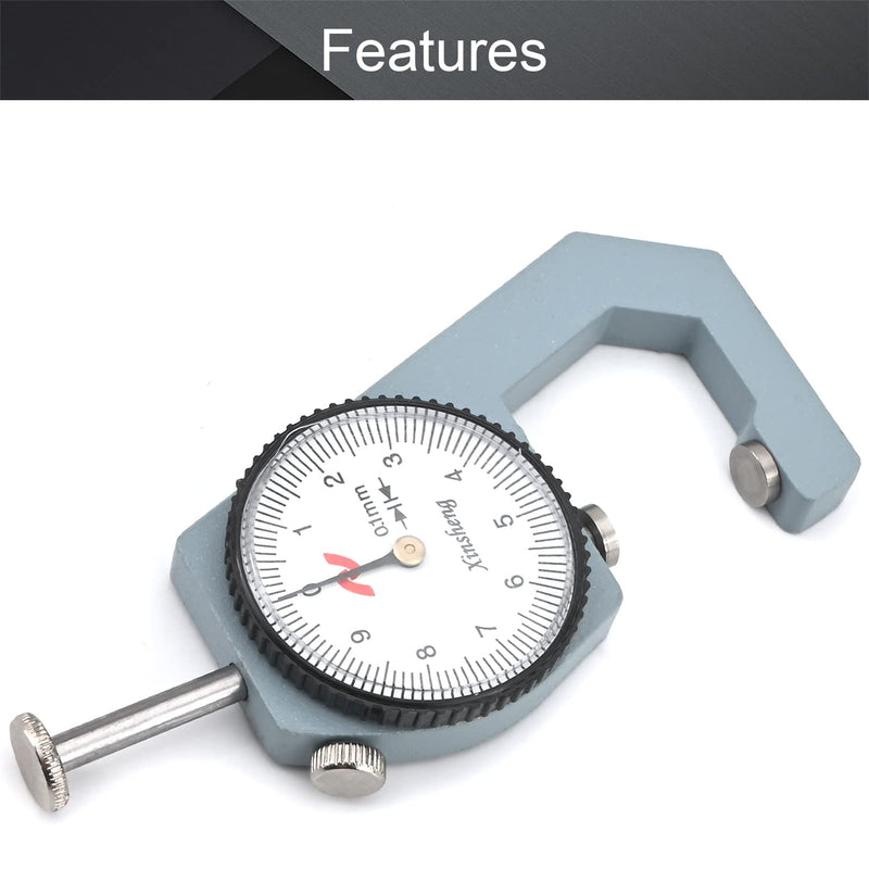 Utoolmart Dial Thickness Gauge, Flat Head Thickness, 0-20mm Tester Dial Measuring Tool for Paper Leather Cloth Paper, Film, Wire 1 Pcs 0-20 flat ends