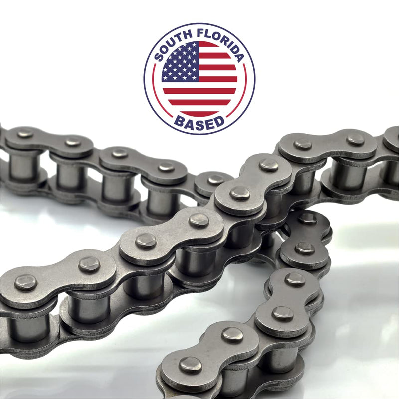 PGN #40 Roller Chain - 10 Feet + 2 Free Connecting Links - Carbon Steel Chains for Bycicles, Mini Bikes, Motorcycles, Go-Karts, Home and Industrial Machinery - 239 Links
