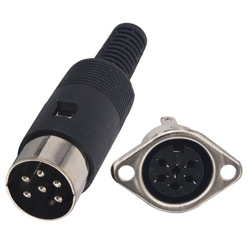 6 Pin DIN Male Plug + Female Adapter Socket Panel Mount AV Solder 6 pin din Connector Set of 2