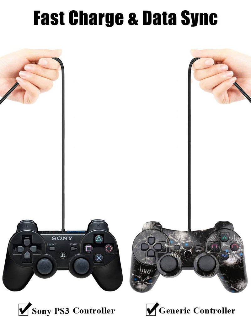 2 Pack 10ft PS3 Controller Charger Cable - Magnetic Ring Mini USB Data Charging Cord for PS Move Playstation 3 Wireless Controller, TI84 Plus CE, Digital Camera
