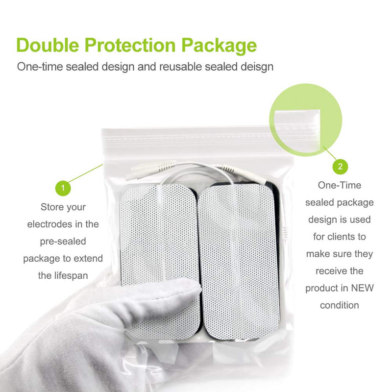 AUVON TENS Unit Pads 2"X4" 8 Pcs, 3rd Gen Latex-Free Rectangular Replacement Pads Electrode Patches with Upgraded Self-Stick Performance for Electrotherapy A-white