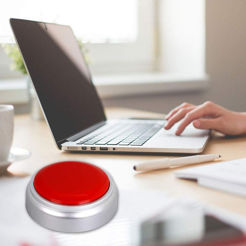 Neutral Voice Recording Button Easy Button Record 30 Seconds Talking Message Funny Office Gift Battery Powered Recordable Sound Buttons(red+Silver)