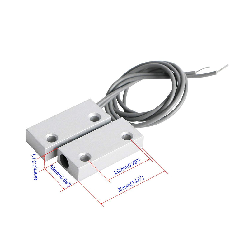 Aoje-Link MC-51 NC Wired Magnetic Switch Door Window Reed Switch Micro Alarm Magnetic Contact Security Silver Gray 4pcs