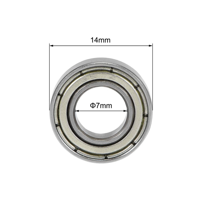 uxcell 687ZZ Deep Groove Ball Bearings Z2 7mm X 14mm X 5mm Double Shielded Carbon Steel 12pcs 7mmX14mmX5mm 12
