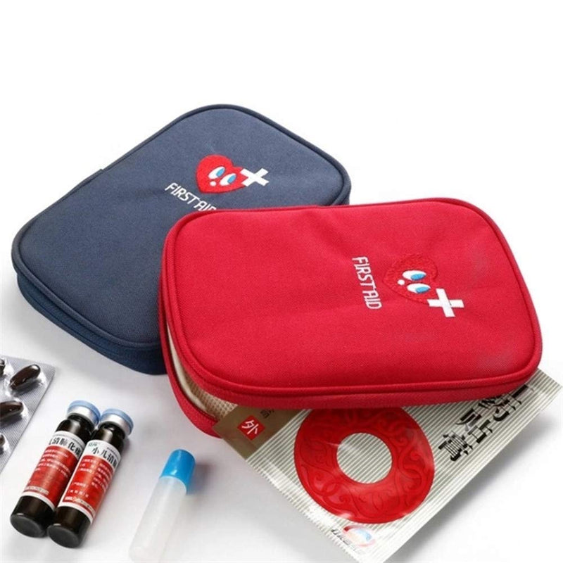 First Aid Kit Bag Empty Potable First Aid Supplies Package Mini Medications Organizer Oxford Medcial Survial Kit Rescue Case Travel Medicine Pills Drugs Container for Home Car Outdoor (Dark Blue) Dark Blue