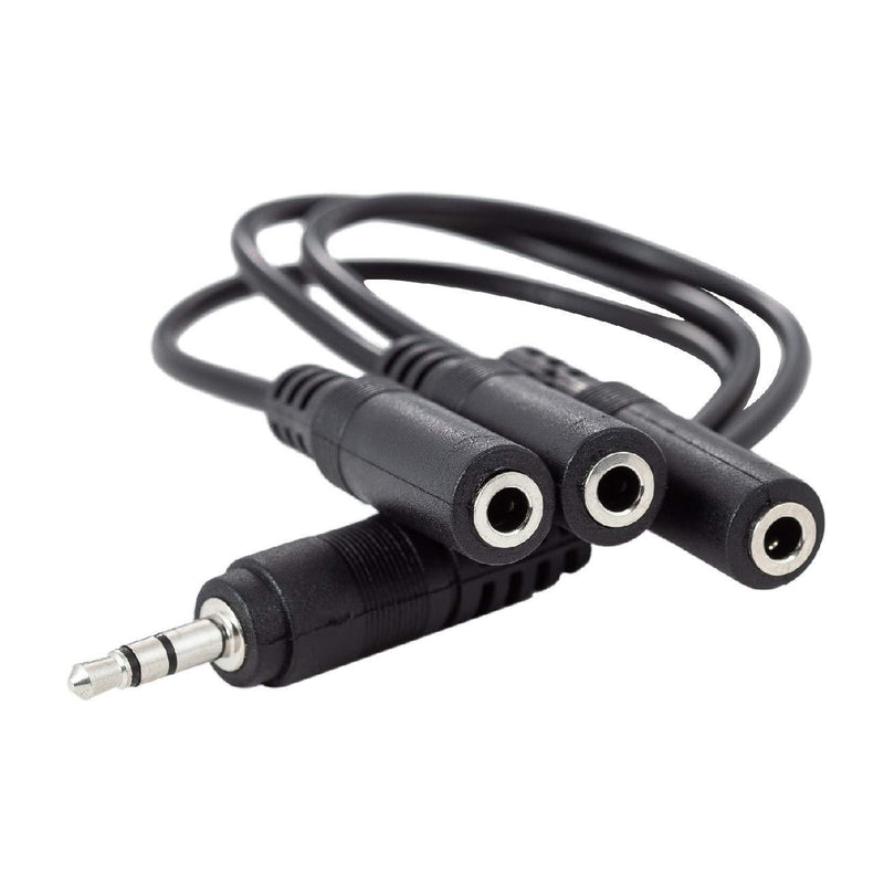 Ancable 3.5mm (1/8") TRS 1 Male to 3 Female 3-Way Stereo Splitter Audio Cable Nickel-Plated