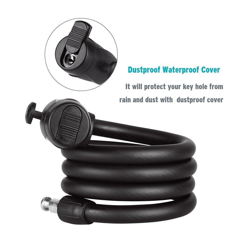 Titanker Bike Lock, Bike Locks Cable Lock Coiled Secure Keys Bike Cable Lock with Mounting Bracket, 1/2 Inch Diameter 4 FT Matte Black