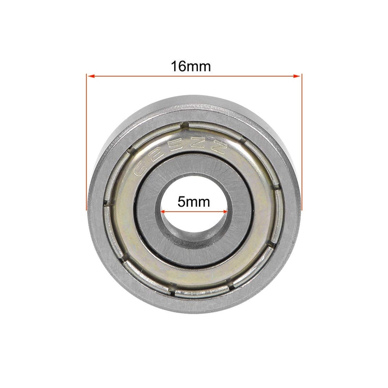 uxcell 625ZZ Deep Groove Ball Bearing 5x16x5mm Double Shielded Chrome Steel Bearings 5-Pack 5mmx16mmx5mm