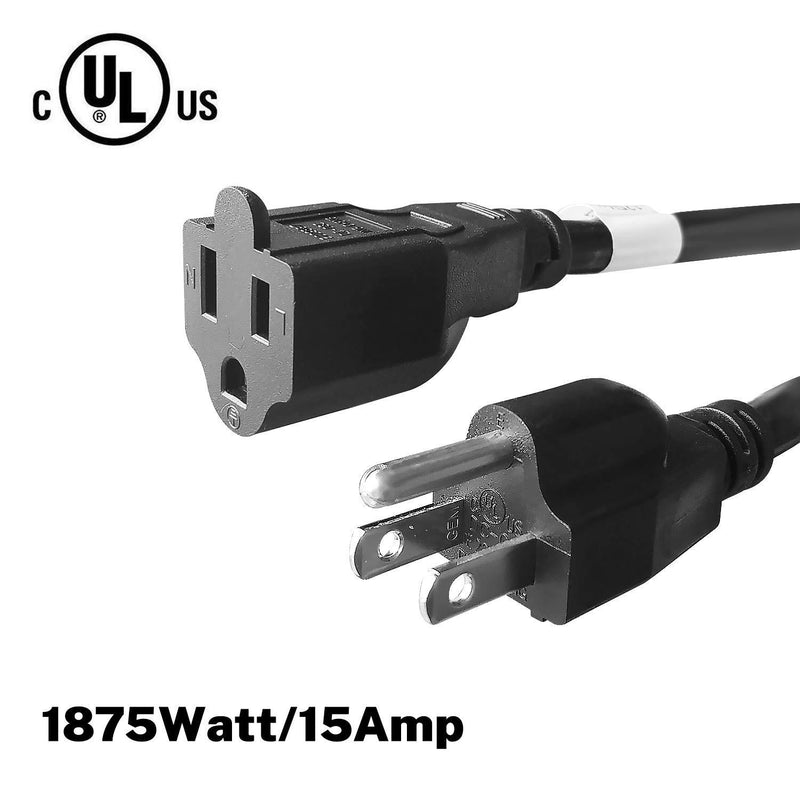 FIRMERST 1875W Heavy Duty Extension Cord 3 Feet 14 AWG 15A Black UL Listed