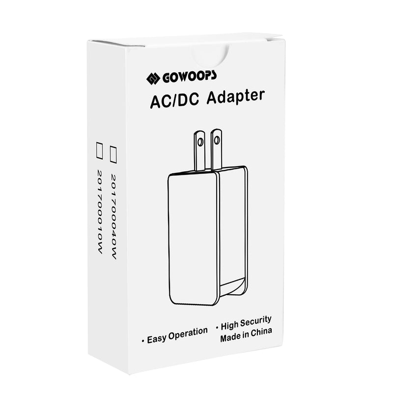 Gowoops Power Adapter 5V 2A + Micro USB Cable ON Off Switch White, Universal Travel Charger Power Supply USB Plug Cell Phone Block Cube Compatible with iPhone, iPad, Google Nexus, Samsung and More