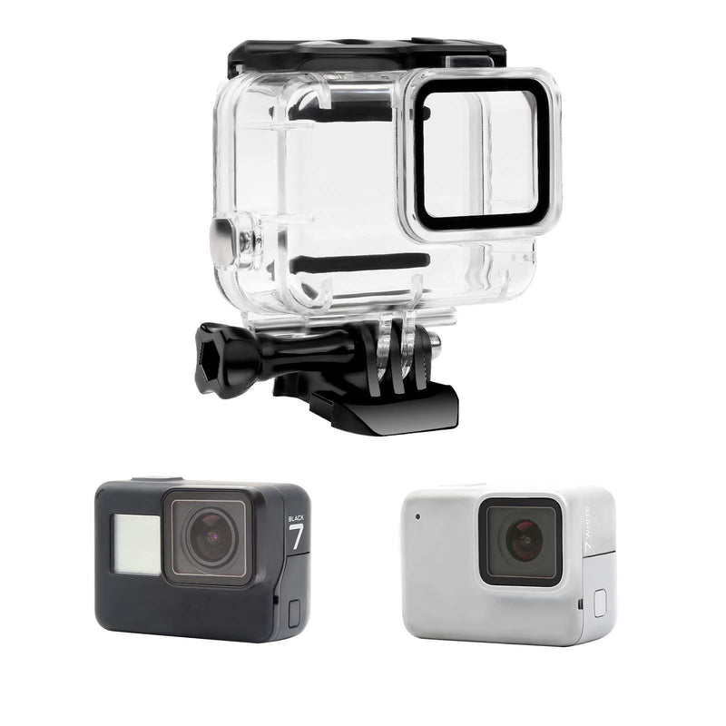 FitStill Waterproof Housing Case for GoPro Hero 7 White & Silver, Protective 45m Underwater Dive Case Shell with Bracket Accessories for Go Pro Hero7 Action Camera 【Double LOCK】 Hero 7 White/Silver Dive Case