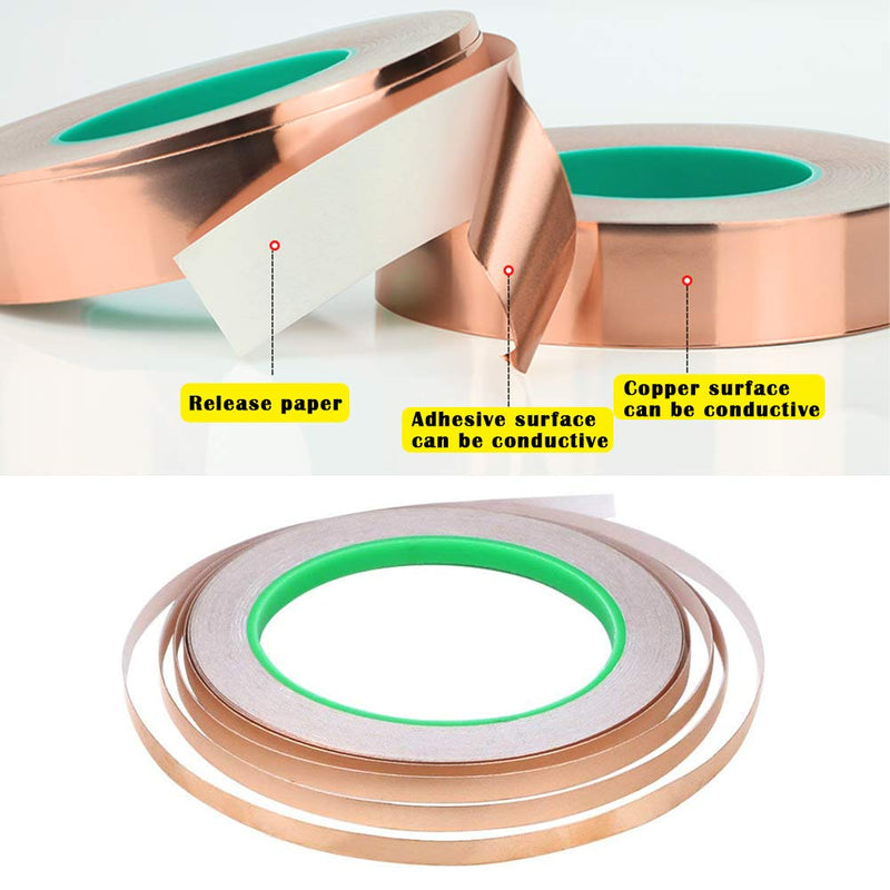 4 Pack Copper Foil Tape,Copper Tape Double-Sided Conductive Adhesive for EMI Shielding,Paper Circuits,Electrical Repairs,Grounding(1/8"x21.9yards)