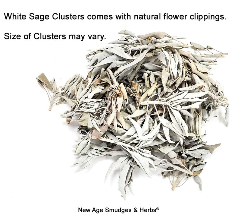 1 LB-Premium Organic California White Sage Leaves/ Clusters. Use for Home Cleansing Rituals, Meditation, Smudging Rituals. Packaged in USA by New Age Smudges & Herbs¬Æ White Sage 1 LB