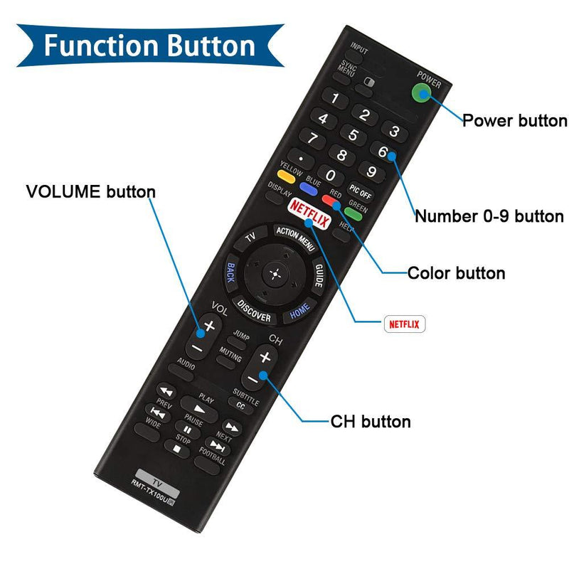 AZMKIMI RMT-TX100U Remote Compatible with Sony Bravia RMTTX100U TV Remote Control, if Applicable XBR75X850C XBR-55X855C KDL-50W800C KDL-50W800380 KDL-50W800BUN1 with Netflix