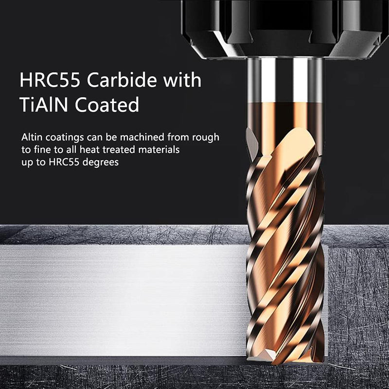 ASNOMY Pack of 5 3 mm solid carbide end mills, carbide, AlTiN coated 55 HRC 4 cutting, drilling, milling, finishing, dipping, CNC, tungsten carbide 5 pieces 3 mm