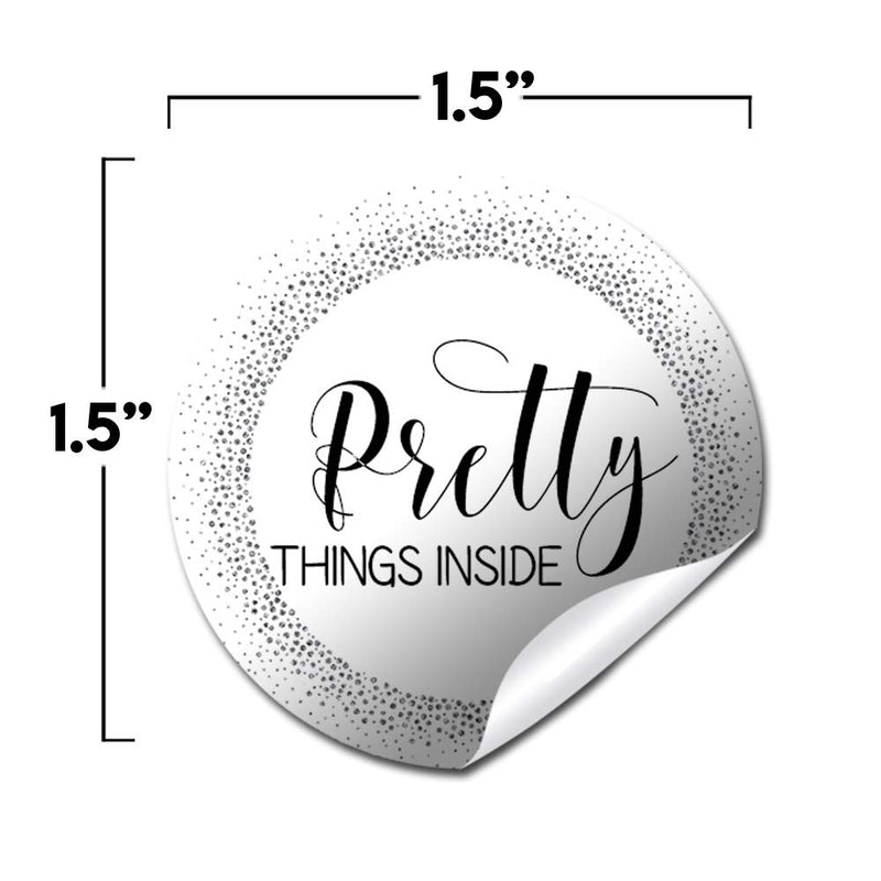 Pretty Things Inside Sparkly Thank You Customer Appreciation Sticker Labels for Small Businesses, 60 1.5" Circle Stickers by AmandaCreation, Great for Envelopes, Postcards, Direct Mail, & More!