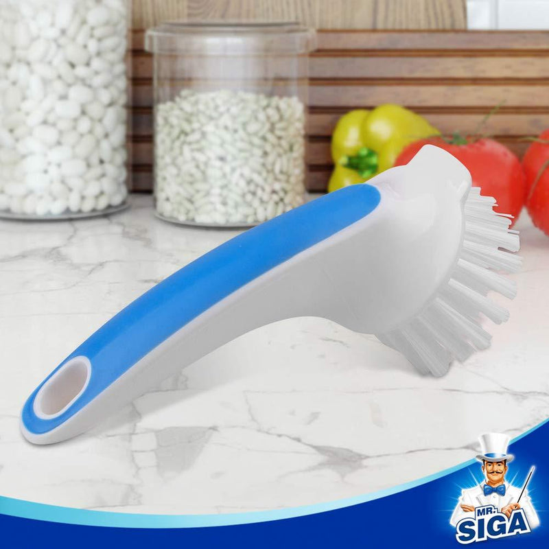 MR.SIGA Pot and Pan Cleaning Brush - Pack of 2 White & Blue - 2 Pack