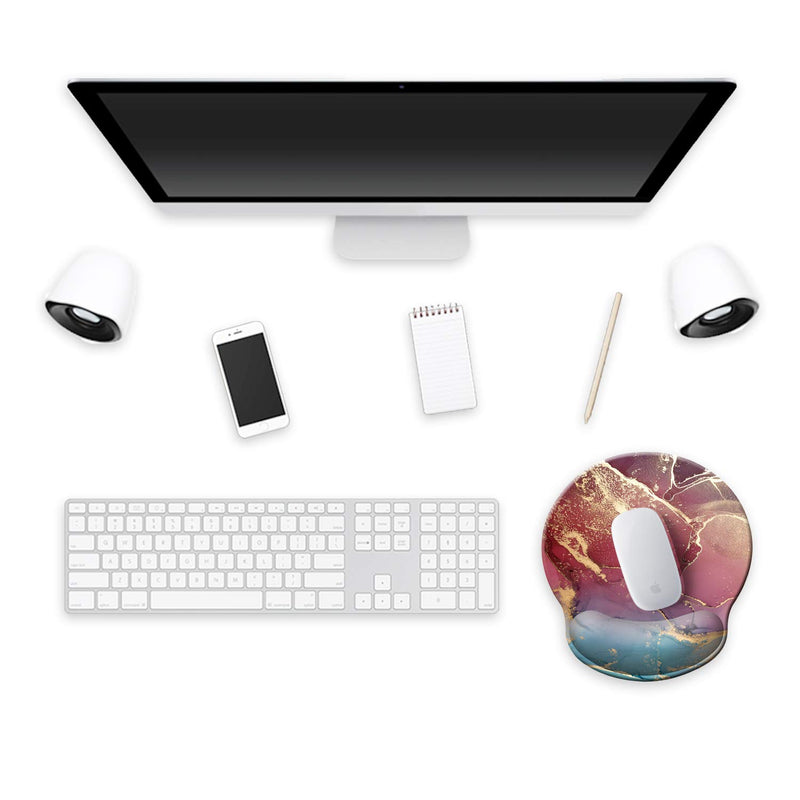 ITNRSIIET [30% Larger] Mouse Pad, Ergonomic Mouse Pad with Gel Wrist Rest Support, Gaming Mouse Pad with Lycra Cloth, Non-Slip PU Base for Computer, Laptop, Home, Office & Travel,Modern Art Marble