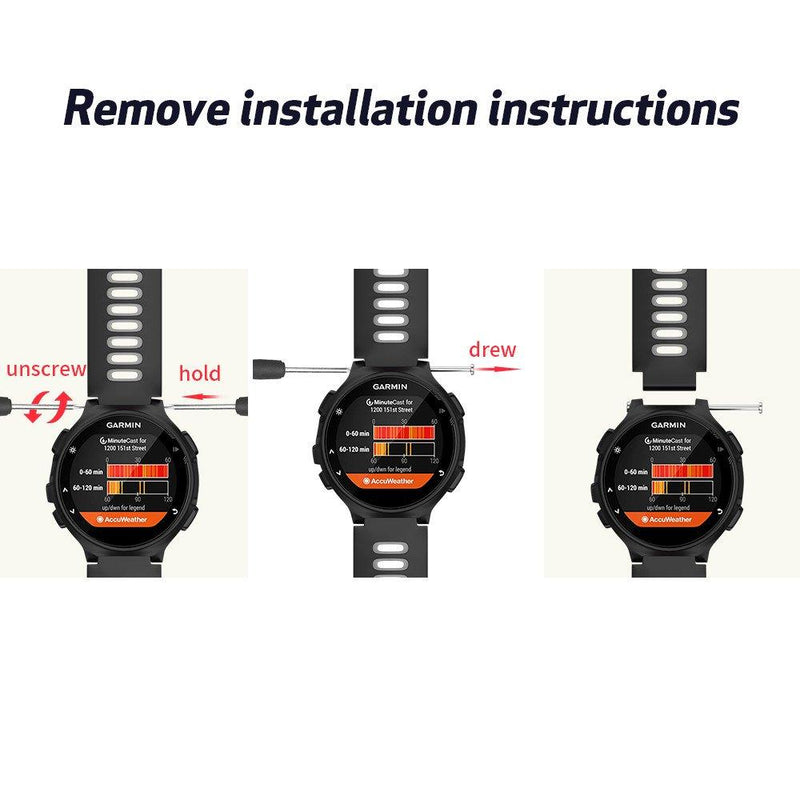 NotoCity Silicone Watch Band Replacement Solft Silicone Strap Compatible Forerunner 230/220/ 235/ 620/ 630/ 735XT/ Approach S20/ S5/ S6-Black Gray Black-Gray