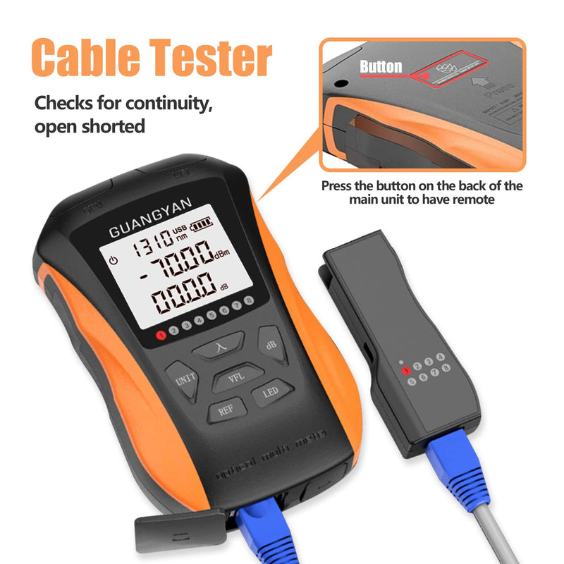 YGGYM Optical Power Meter with Visual Fault Locator, Optical Fiber Power Meter with Cable Tester Function and Li-ion Battery USB Charge for FC/SC/ST Universal Interface