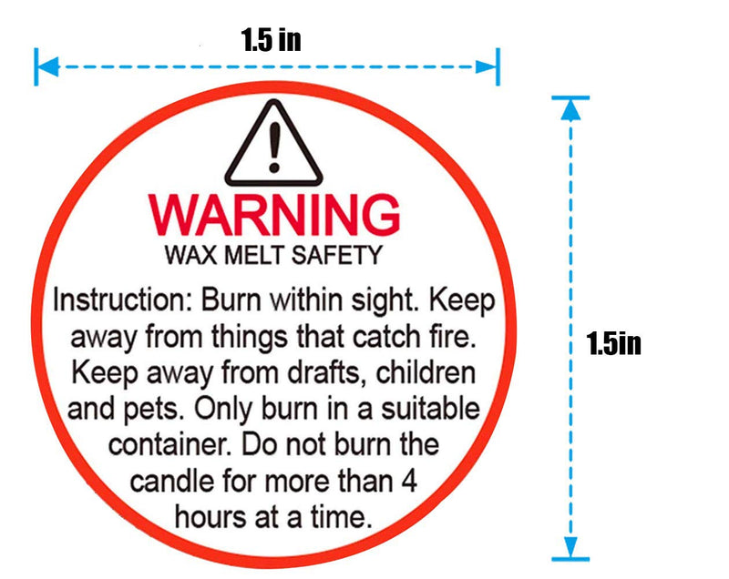 Candle Warning Stickers, 1.5" Round Label,Sticker Decal for Candle Jars, Tins and Votives Candle Jar Container Labels Wax Melting Safety Stickers-504 Labels per Package