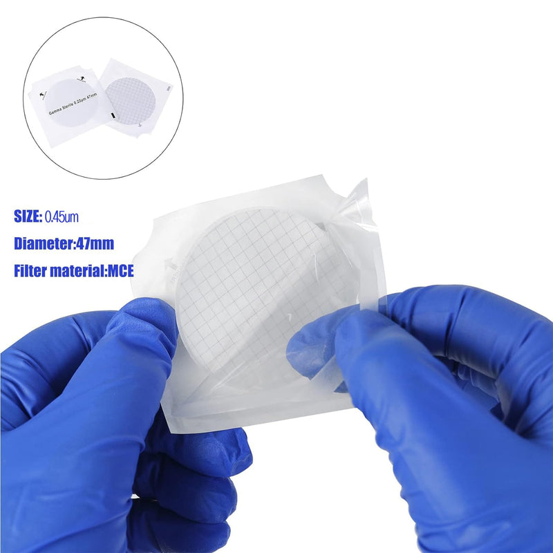 ALWSCI Pack of 100 MCE membrane filters, sterile MCE grid membrane filters, diameter: 47 mm, pore: 0.45um, individually packed pack 0.45um