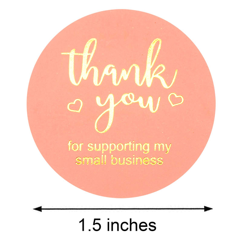 PPNZQAUT 1.5" Thank You Stickers Roll of 500pcs Pink Thank You for Supporting My Small Business Stickers Thank You Small Business Stickers Handmade Stickers Labels for Business Packages