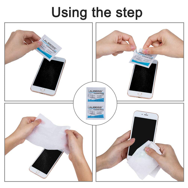 Pre-Moistened Lens Wipes ALIBEISS Screen Wipes for Glasses, Camera,Tablets, Smartphone, Screens and Other Delicate Surfaces,Pack of 100 100 Count (Pack of 1)
