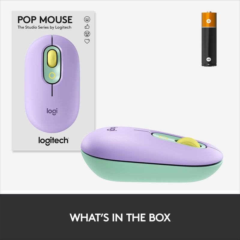 Logitech POP Mouse, Wireless Mouse with Customizable Emojis, SilentTouch Technology, Precision/Speed Scroll, Compact Design, Bluetooth, Multi-Device, OS Compatible - Daydream Mint