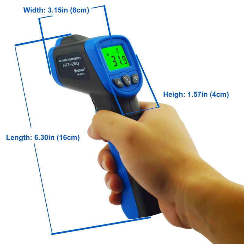 HOLDPEAK 981C Non-Contact Infrared Thermometer Digital Laser Infrared Thermometer -58 to 1022℉ (-50 to 550℃) with Adjustable Emissivity + 866B Digital Anemometer Handheld Wind Speed Meter (2Packs) 866B Anemometer + 981C Thermometer(58-1022℉）