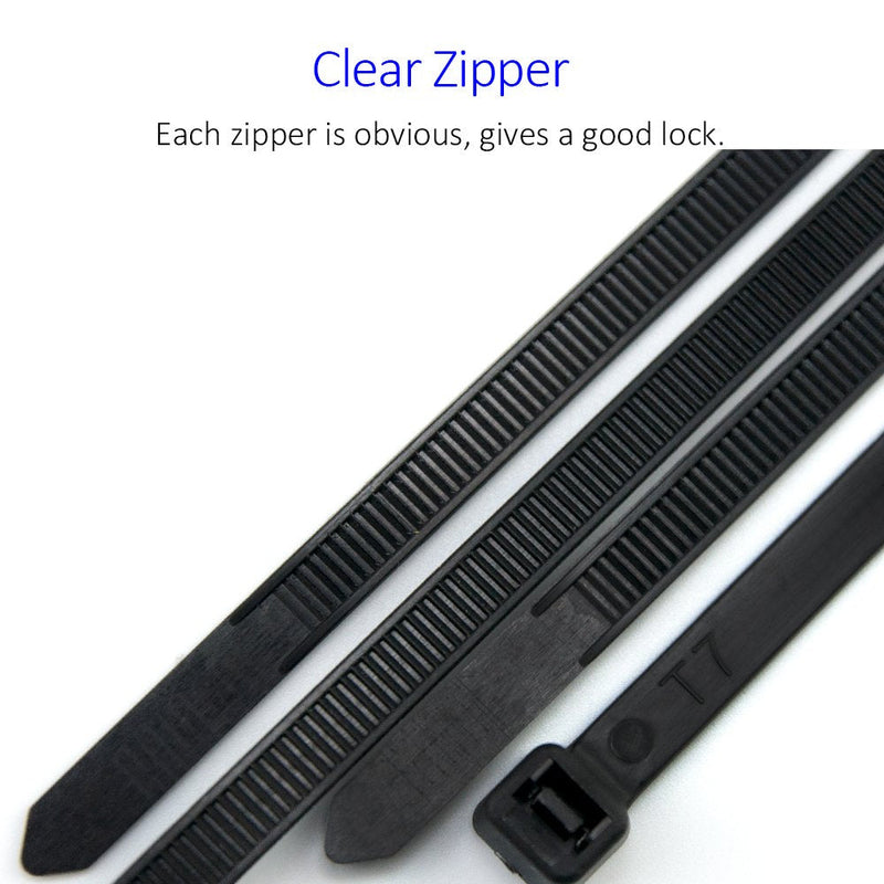 Flurhrt F-01 Nylon Zip Ties, Cable Ties 10 Inch, Black, Pack of 100