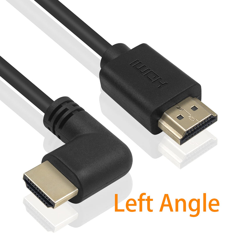 Poyiccot HDMI 2.0 Male to Male Cable 90 Degree, 2 Feet / 60cm Gold Plated High Speed HDMI Male to Male Left Angle Cable 60Hz, 4K 2K (M/M Left)