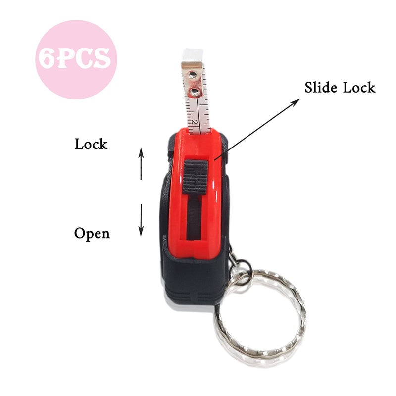 1m/3ft Retractable Tape Measure Mini Keychain Metric/Inch Measuring Tape Portable Tape Ruler with Stable Slide Lock for Body Measuring, Kids(6 Pack)
