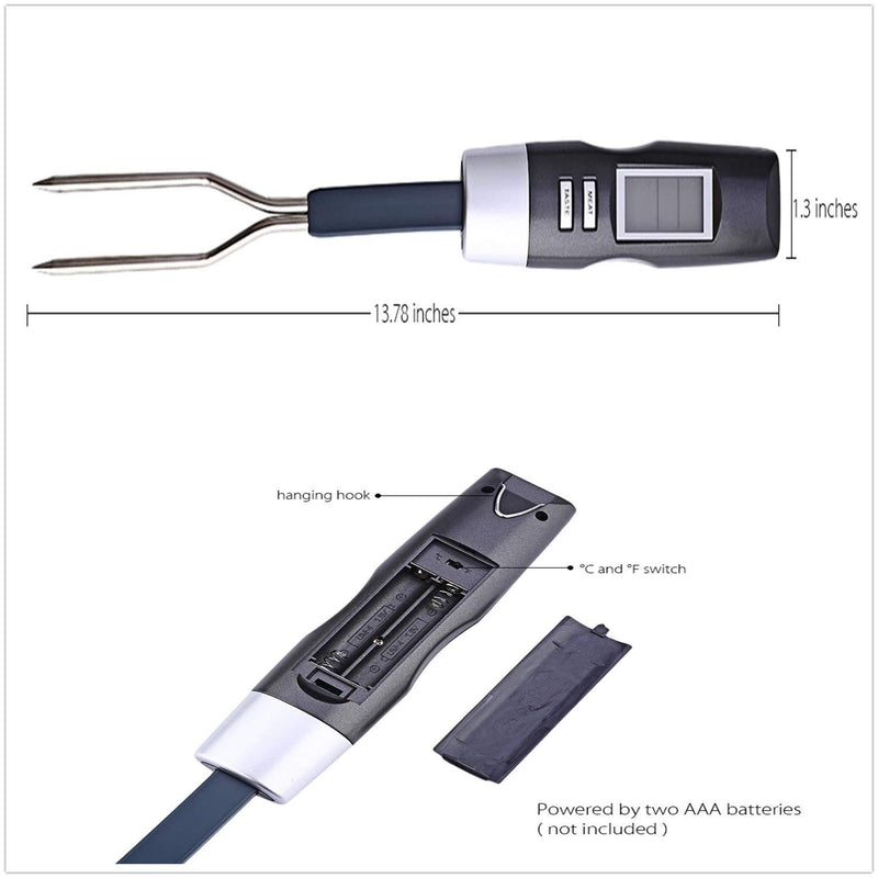 Meat Thermometer Fork BBQ Fork with Thermometer Digital BBQ Fork Thermometer Digital Cooking Fork Instant Read Fork for Kitchen, Grilling, Smoker, Barbecue, Turkey