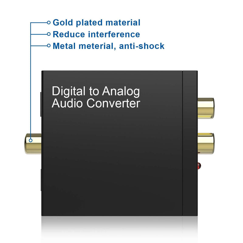 Rybozen 192kHz Digital to Analog Audio Converter,Digital SPDIF Optical (Toslink) to Analog L/R RCA & 3.5mm Jack DAC Converter ,with Optical Cable &Power Adapter, for PS4 Xbox HDTV DVD Headphone