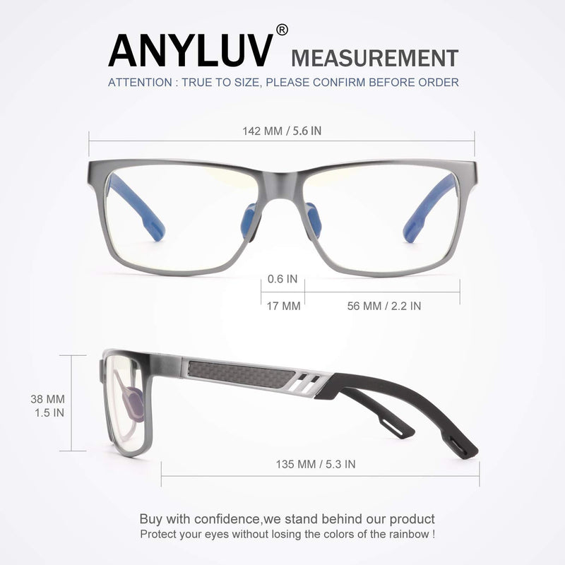 Blue Light Blocking Glasses for men women Classic Rectangle Blue Light Glasses Lightweight Eyeglasses Frame 02-gunmetal